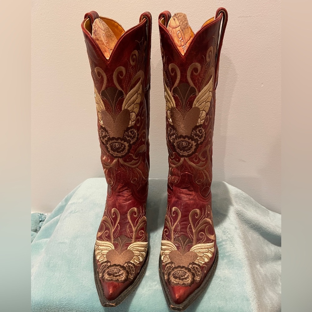 Old Gringo Grace Red Heart Embroidered Western Cowgirl Boots - Picture 2 of 8